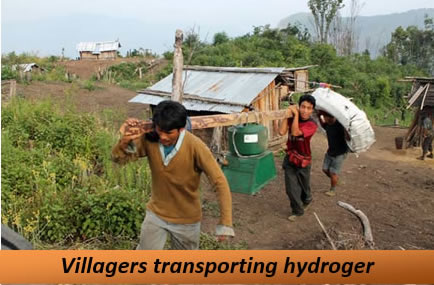 Villagers transporting hydroger
